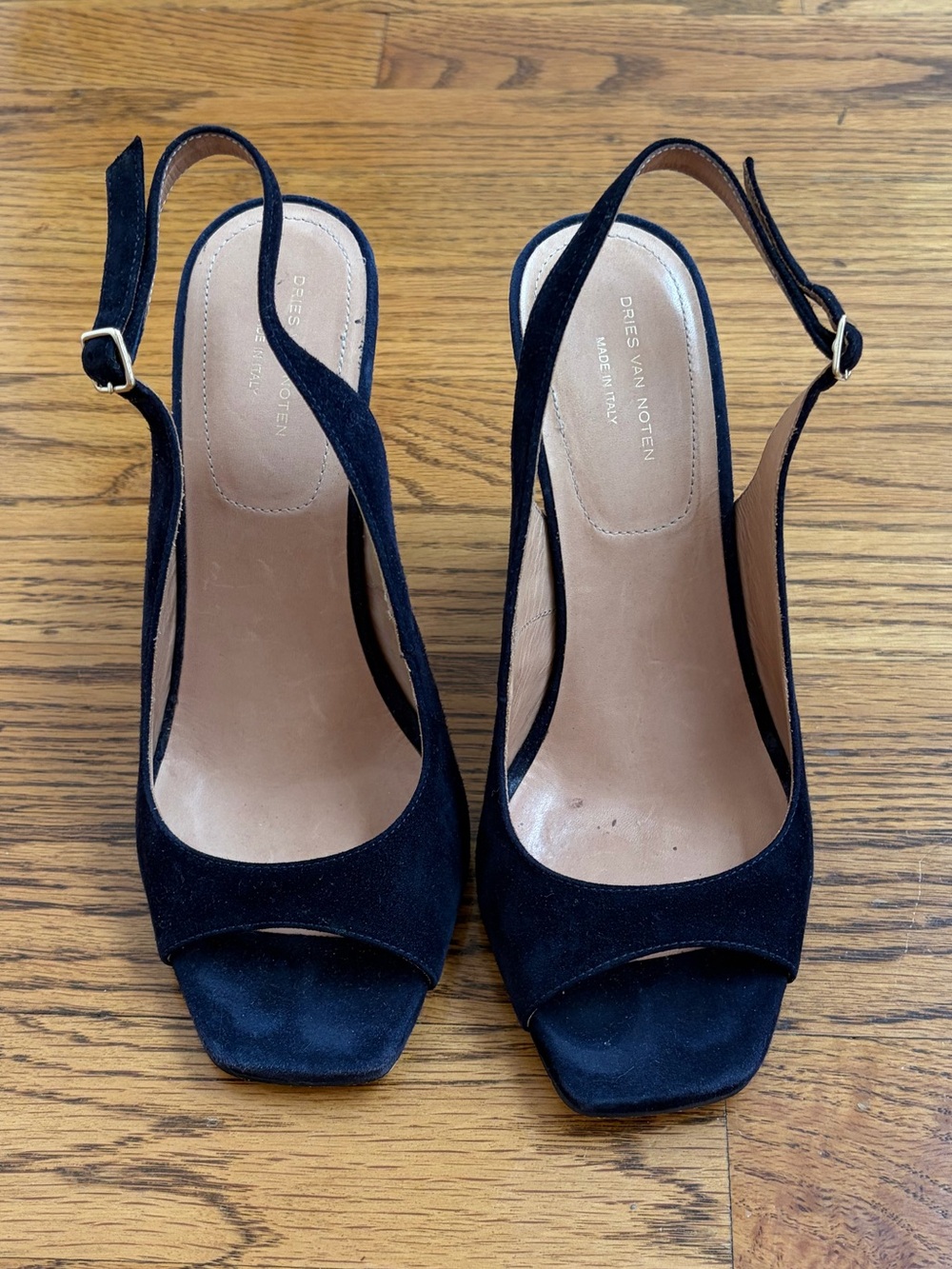 Dries Van Noten Blue Suede Purple Heel Slingback - Picture 4 of 13